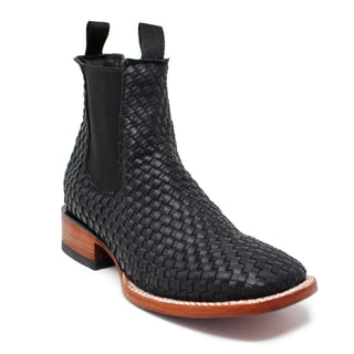 Calzatti Black Petatillo Square Toe Ankle Boot