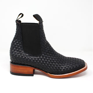 Calzatti Black Petatillo Square Toe Ankle Boot