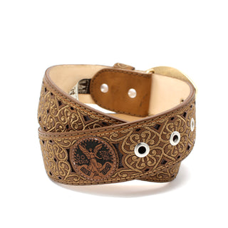 Laser Cut Centenario Belt w/ Embroidery - Honey