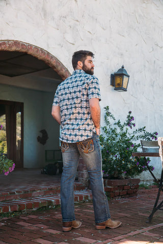 Platini Men's Dirty Blue Slim Boot Cut Jeans