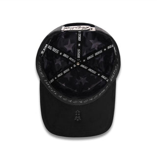 Inside view of AMR Placa Black Snapback showing BIGG BOSS star-pattern lining