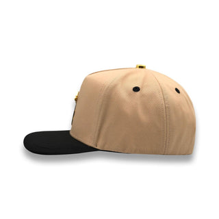 Beige and black LA Cowboy Hat Snapback, right side view showing plain tan panel.