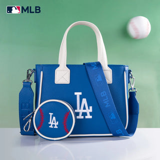 MLB Los Angeles Dodgers Team Tote/Crossbody with Baseball Coin Pouch - Blue