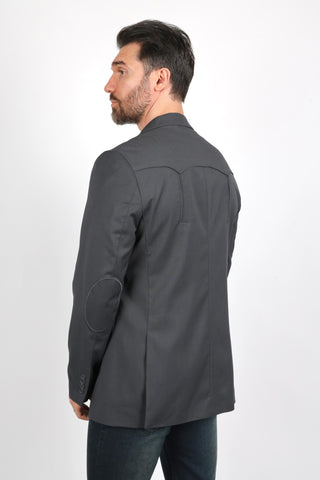 Platini Men's Black Western Sport Coat w/ Elbow Patch - Charcoal