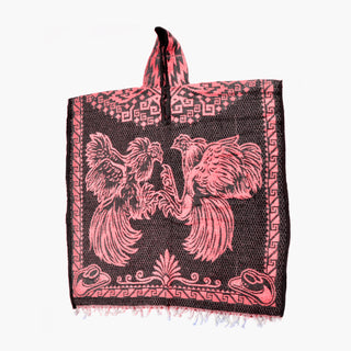 Mexican Poncho/Gabanes Rooster Design- Hot Pink