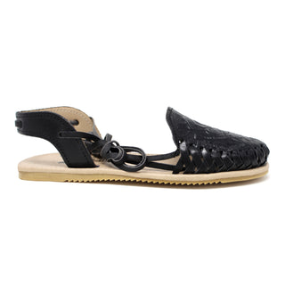 "Flor" Women's Lace-Up Huaraches- Black