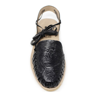 "Flor" Women's Lace-Up Huaraches- Black