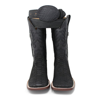 Ranchers Black Python Square Toe Cowboy Boots