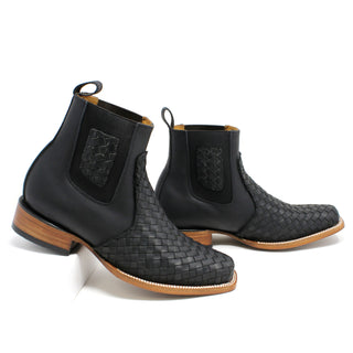 Ranchers Black Petatillo Rodeo Toe Ankle Boot