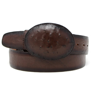 Los Altos Smooth Ostrich Belt- Faded Brown