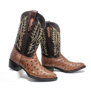 Ranchers Café Ostrich Oval Toe Cowboy Boots