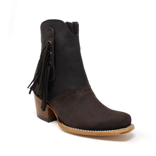 Artillero Fringe Bootie- Dark Brown