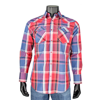 Bandoleros Western Cowboy Plaid Shirts - Blue & Red