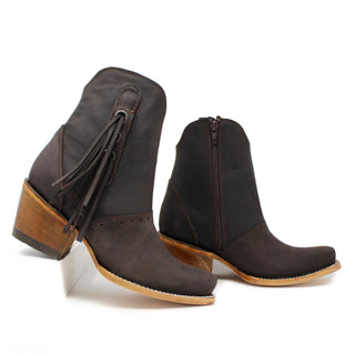 Artillero Fringe Bootie- Dark Brown