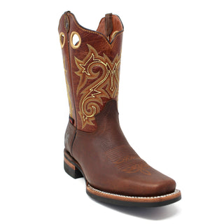 Artillero Traditional Rodeo Toe Cowboy Boot- Brown