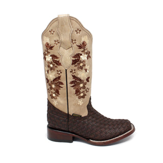 Mexcal Brown Petatillo Square Toe Cowgirl Boots
