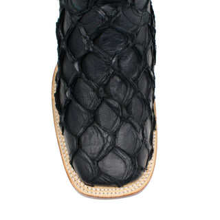 Los Altos Pirarucu Square Toe Cowboy Boot - Black