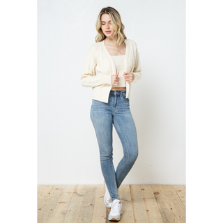 Two-Piece Ribbed Knit Lounge Set- Cream