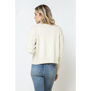 Two-Piece Ribbed Knit Lounge Set- Cream