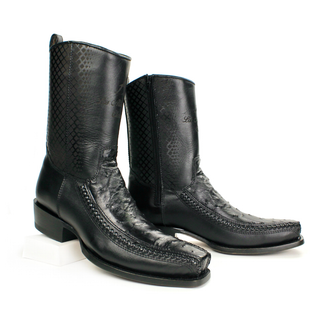 Los Altos Portugal Black Ostrich 7X Semi Square Toe Boots