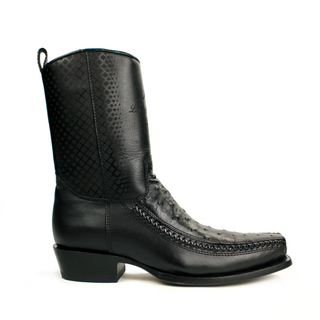 Los Altos Portugal Black Ostrich 7X Semi Square Toe Boots