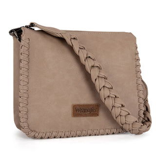 Wrangler Whipstitch Braided Strap Hobo/Crossbody Bag - Khaki