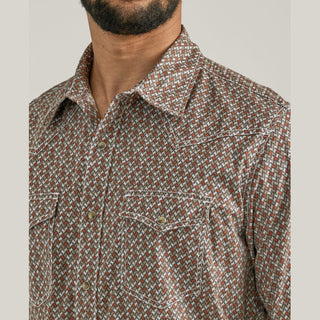 Wrangler Men's 20X Competition Advanced Comfort Snap Shirt- Chocolate Orange
