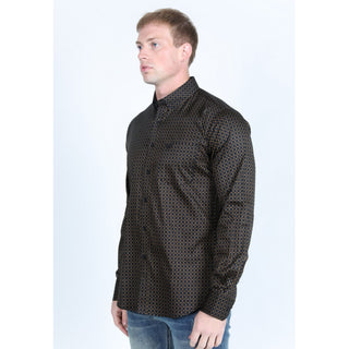 Platini Men’s Satin Cotton/Spandex Shirt - Black