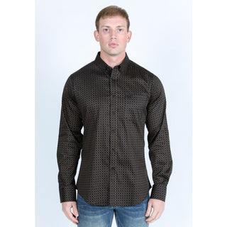 Platini Men’s Satin Cotton/Spandex Shirt - Black