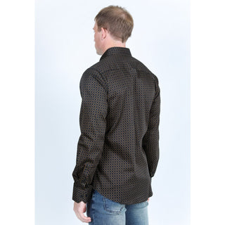Platini Men’s Satin Cotton/Spandex Shirt - Black