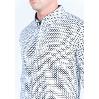 Platini Men’s Satin Cotton/Spandex Shirt - White