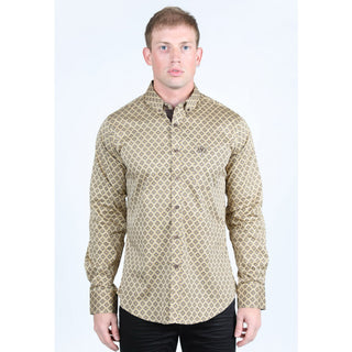 Platini Men’s Satin Cotton/Spandex Shirt - Beige