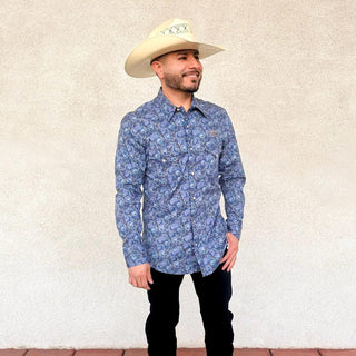 Rock & Roll Denim Tek Paisley Long Sleeve Snap Shirt