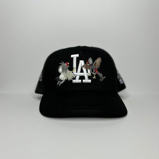 LA Roosters Black Embroidered Trucker Hat