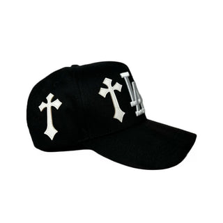 LA Cross Black Embroidered Trucker Hat