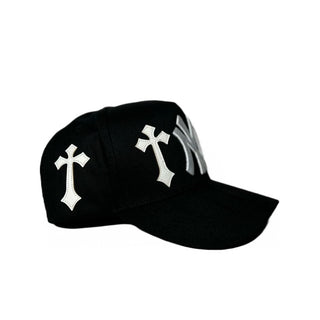 NY Cross Black Embroidered Trucker Hat
