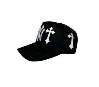 NY Cross Black Embroidered Trucker Hat