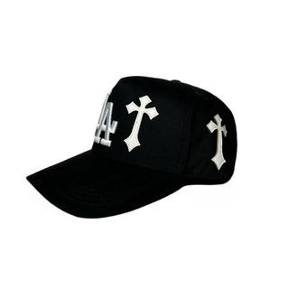 LA Cross Black Embroidered Trucker Hat