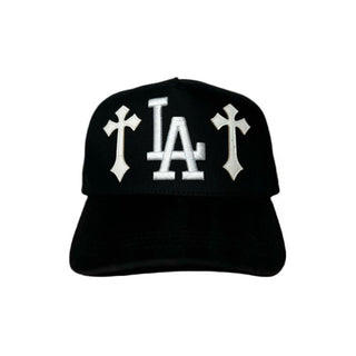 LA Cross Black Embroidered Trucker Hat