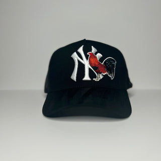 NY Rooster Black Embroidered Trucker Hat