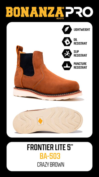 Bonanza 5" Women's Chelsea Work Boot - Crazy Brown