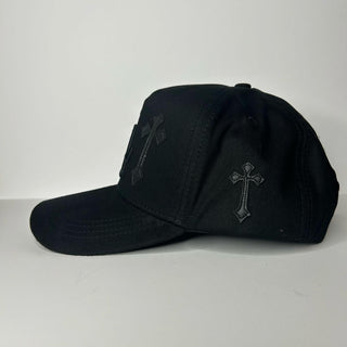 LA Cross Black Embroidered Trucker Hat - Black/Black