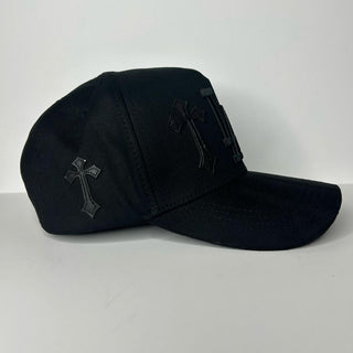 LA Cross Black Embroidered Trucker Hat - Black/Black