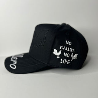Gallero Black Snapback Hat - Rooster Embroidery Cap