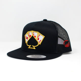 4 Cards Poker Embroidered Trucker Hat