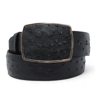 Los Altos Ostrich Cowboy Belt- Black