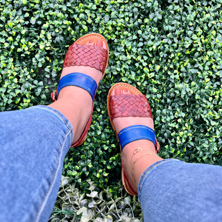 "Xiomara" Double Strap Sandals - Blue
