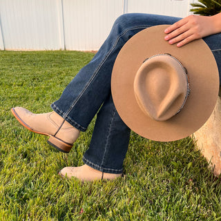 Bandoleros Square Toe Flower Embroidery Cowgirl Boots - Sand