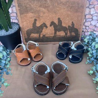 "Carlitos" Boy's Cruzado Huaraches - café