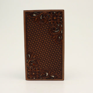 Nocona Basket Weave Floral Tooled Wallet